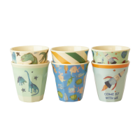 Set of 6 Small Kids Melamine Cups Dinosaur & Space Collection Rice DK